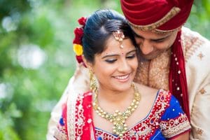 indian bride and groom on their wedding day