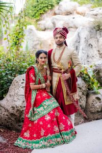 indian bride and groom on their wedding day